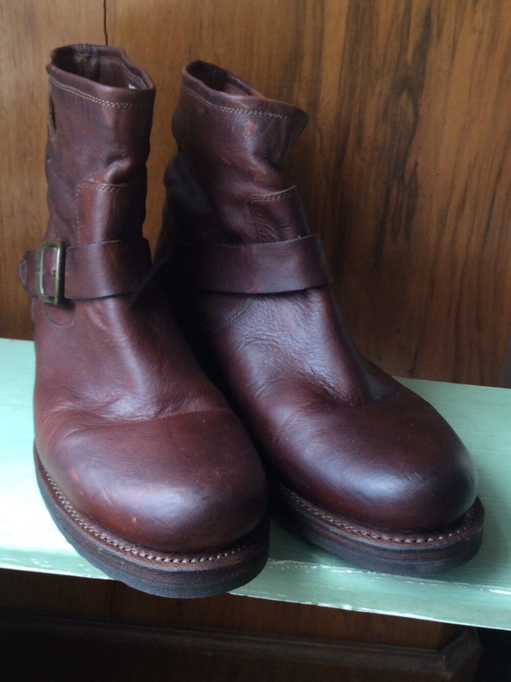 Frye Veronica Leather Ankle Bootie/Biker Boots Womens 8.5B Redwood Brown